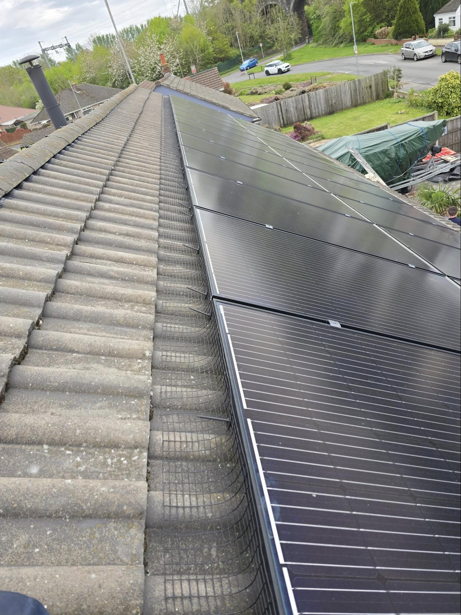 Solar panels and roof tiles affected by bird nesting